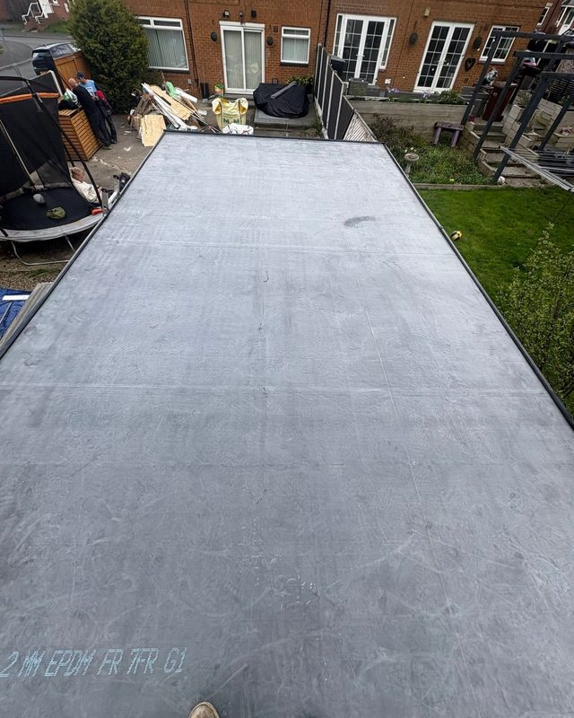 New timber frame and rubber roof with fascias and guttering by AC Roofing