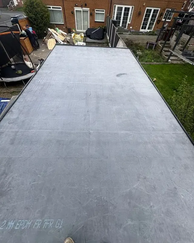New timber frame and rubber roof with fascias and guttering by AC Roofing